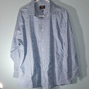 Dockers Blue and White Checkered Dress Shirt Size XL  Neck 17-17 1/2  32/33